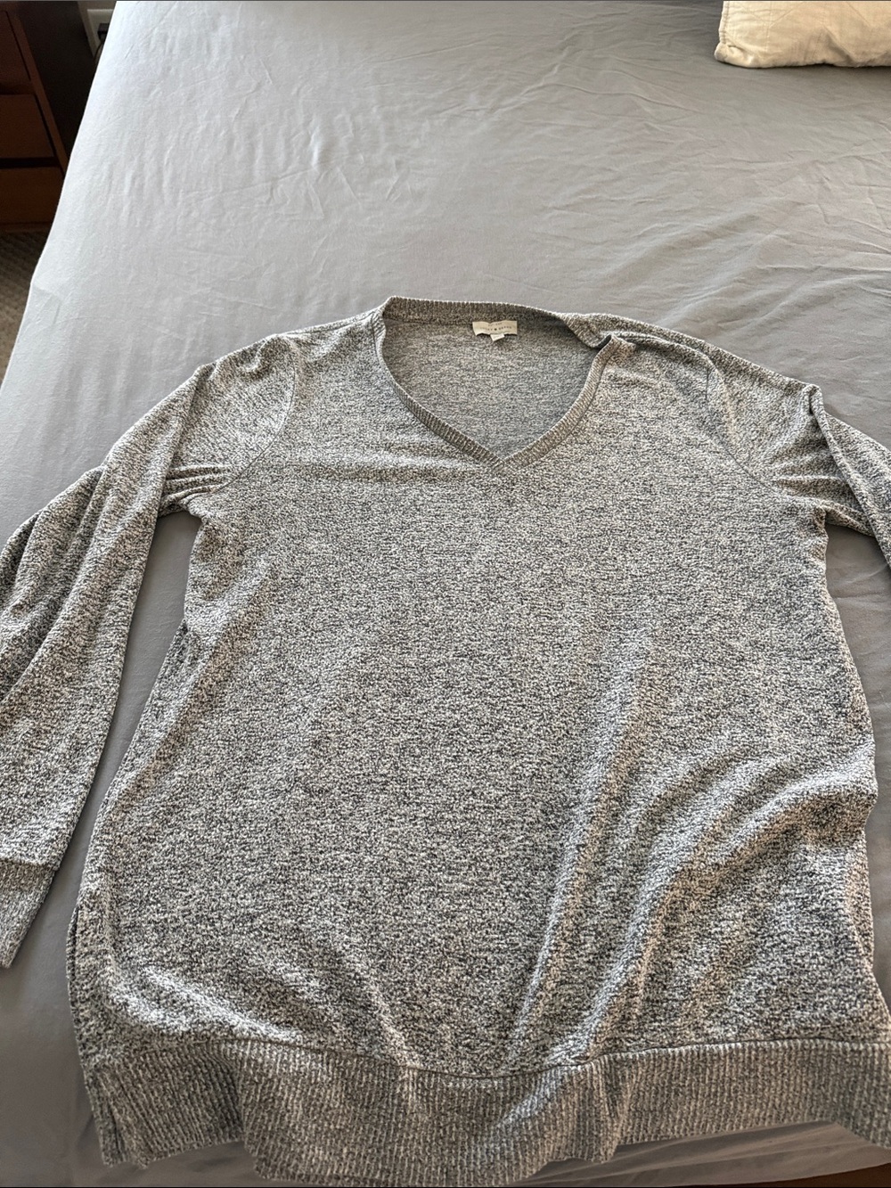 Lucky Brand Grey Marled Knit Crewneck Top